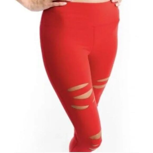 ZYIA Active Fierce Red Slashed Luxe Hi-Rise - Picture 3 of 6